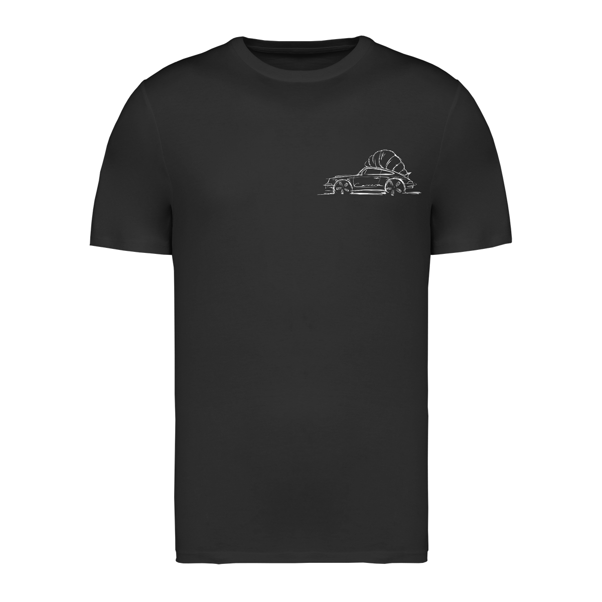 T-Shirt „First Coffee & Croissant, then Sechszylinder"