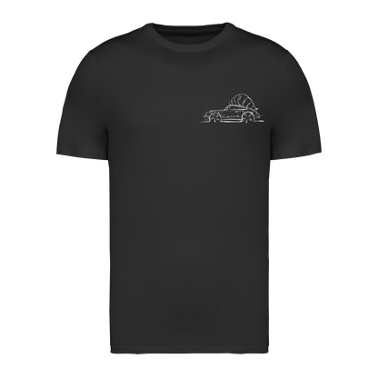 T-Shirt „First Coffee & Croissant, then Sechszylinder"