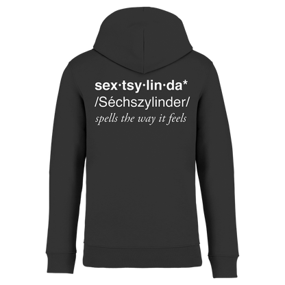 Unisex Hoodie „First Coffee & Croissant, then Sechszylinder" – Schwarz